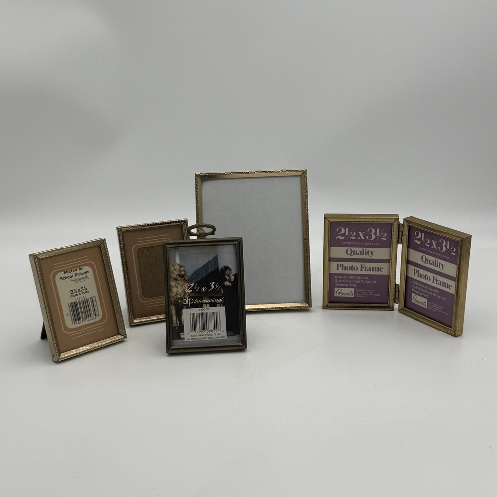 Vintage Brass Metal Picture Frame Lot 5pc Mixed Sizes Intercraft Grants AFP
